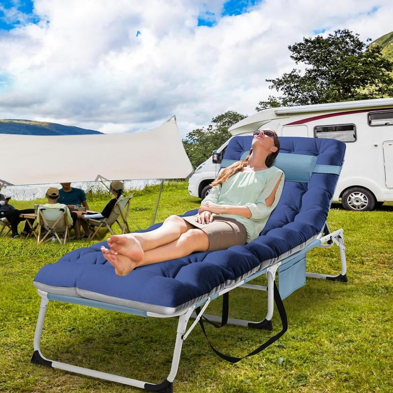 Docred Face down Folding Tanning Chair with Cushion,Oversized 5-Position Recliner, Detachable Pillow, Portable Chaise Lounge for Sunbathing, Beach, Pool, Camping