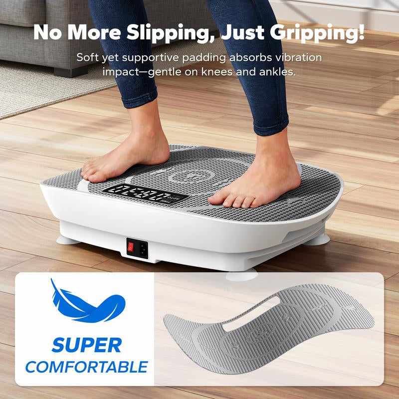 MERACH Slim Vibration Plate Exercise Machine, Whole Body Workout Equipment for Women, Bluetooth and Silicone Pedal, Vibration Plate for Lymphatic Drainage, Vibrate Fitness Platform for Weight Loss Home Gym, Dealsforyoudays